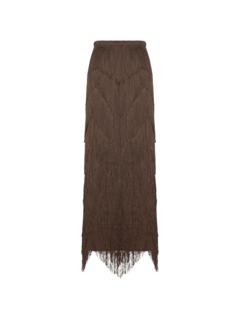 BLESS Dara fringe-trimmed maxi skirt