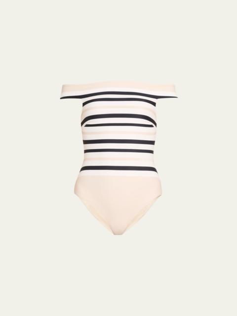 SIMKHAI Walker Off-Shoulder One-Piece Swimsuit