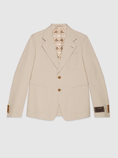 Gucci GG Cotton Viscose Formal Jacket, Size 54 It, Neutral, Ready-to-wear