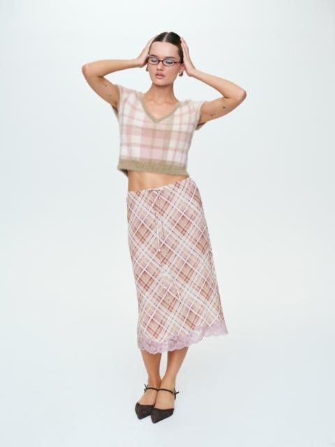 For Love & Lemons Poet Plaid Midi Skirt
