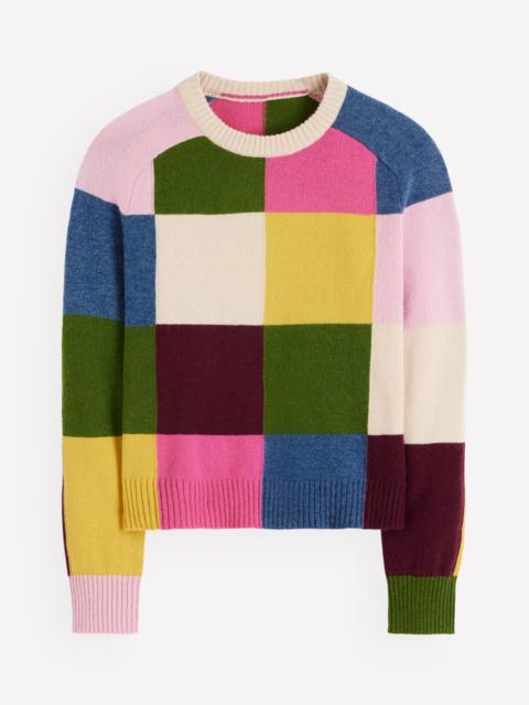BODEN Ariadne Wool Blend Sweater-Multi Gingham