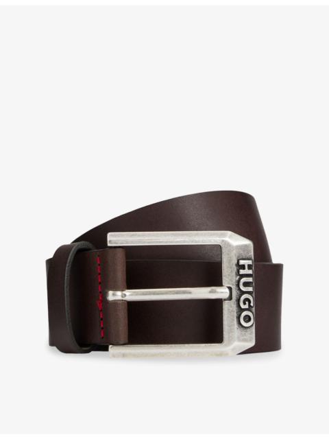 HUGO Logo-embossed leather belt
