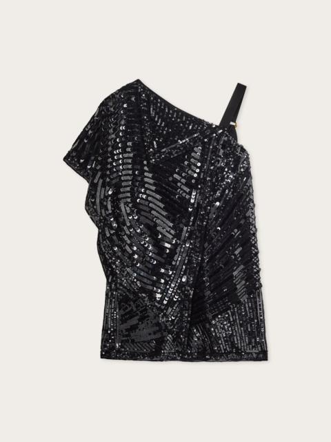 PUCCI ASYMMETRICAL EMBROIDERED FOULARD DRESS