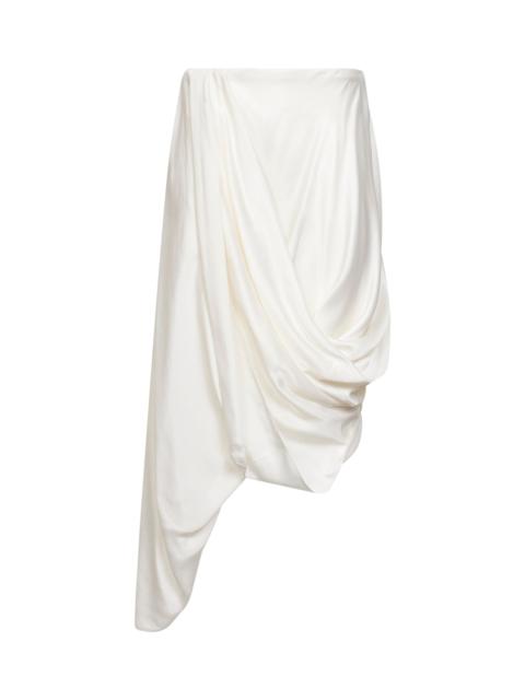 Maison Margiela Off-white cupro draped asymmetric midi skirt