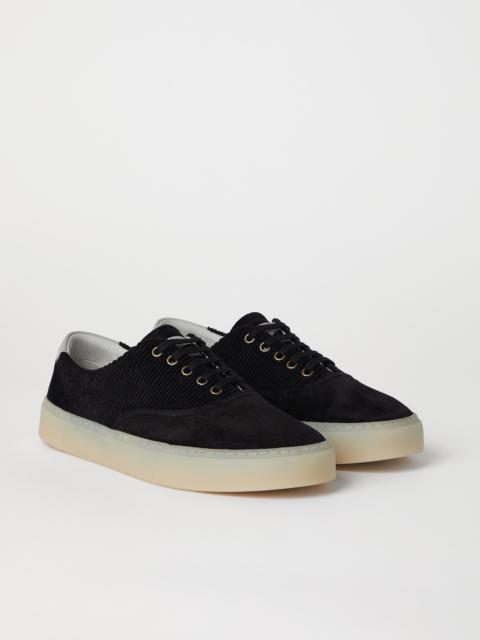 Washed suede and techno corduroy sneakers