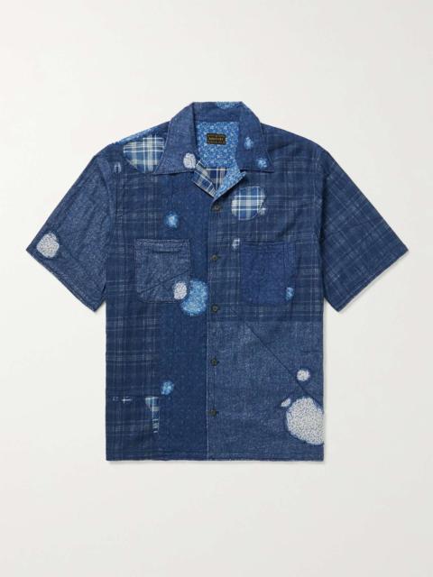 Kapital Kaya Boro Distressed Patchwork Linen and Cotton-Blend Shirt