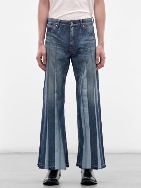 Junya Watanabe MAN Indigo Denim Deconstructed Flare Jeans