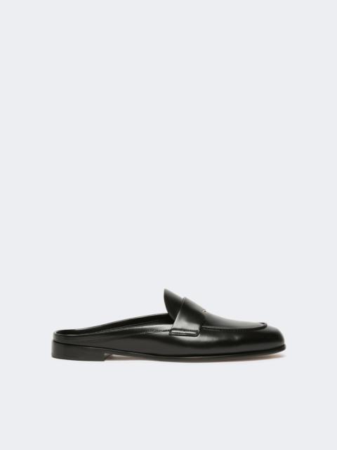 Max Mara REGENTSABOT Smooth leather mule moccasins - BLACK