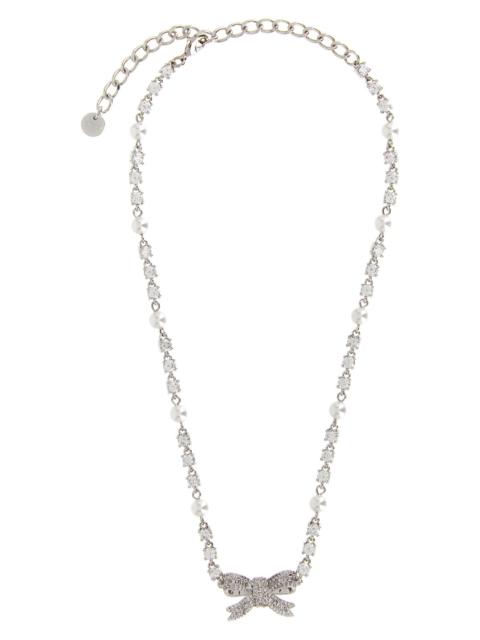 self-portrait 'Crystal Pearl Bow' Necklace