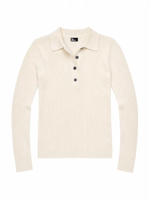 The Kooples ECRU MERINO WOOL POLO-NECK SWEATER
