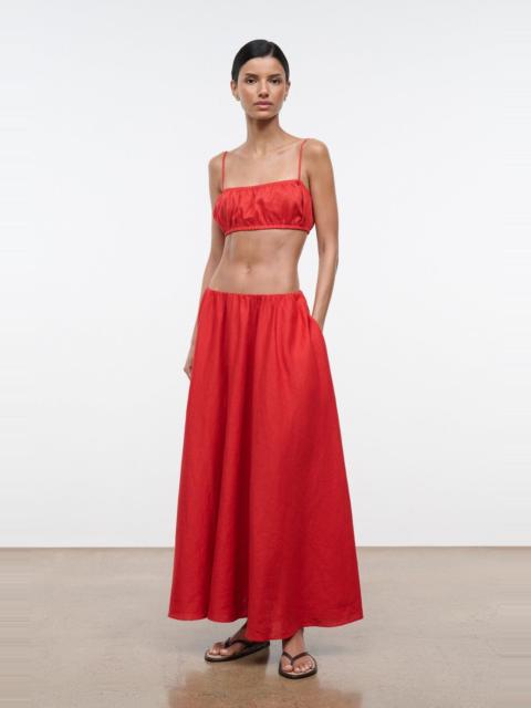 STAUD STAUD MILANO LINEN SKIRT TOMATO