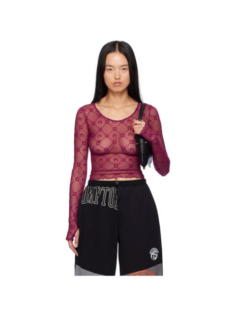 Marine Serre Purple Moonogram Second Skin Cropped T-shirt