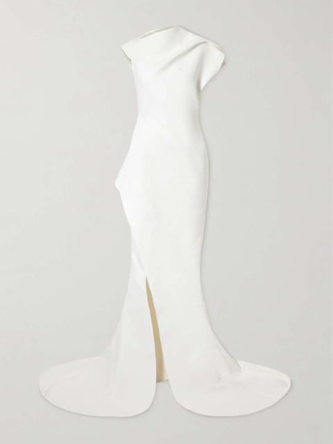 MATICEVSKI Victoire asymmetric gathered crepe gown White