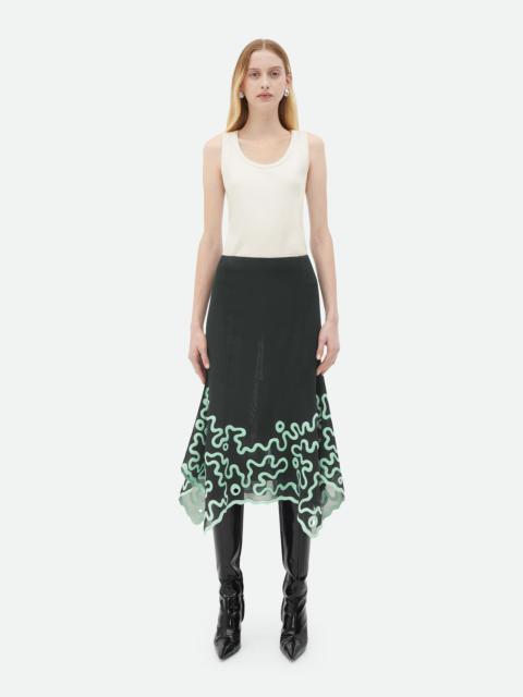 Bottega Veneta Cotton Midi Skirt With Silicone Motif