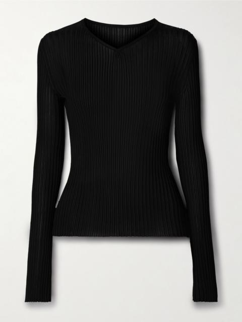 KHAITE Tia ribbed-knit top Black