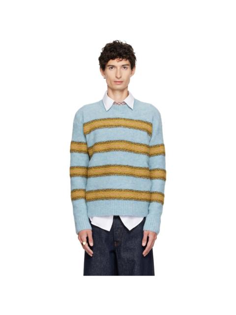 Dries Van Noten Blue Jacquard Wool Sweater
