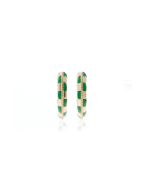Yvonne Léon 9k Gold Nano Enamel Earrings green