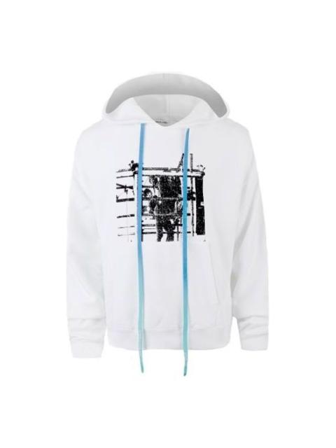 Off-White Men's Off-White Printed Logo Arrow Hooded Long Sleeves White OMBB037F19E300070110