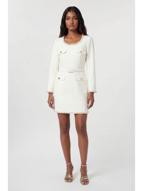 KAREN MILLEN Petite Tweed Embellished Trim Tailored Belted Mini Dress