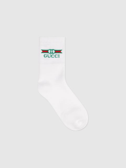 GUCCI Cotton socks with Gucci label detail