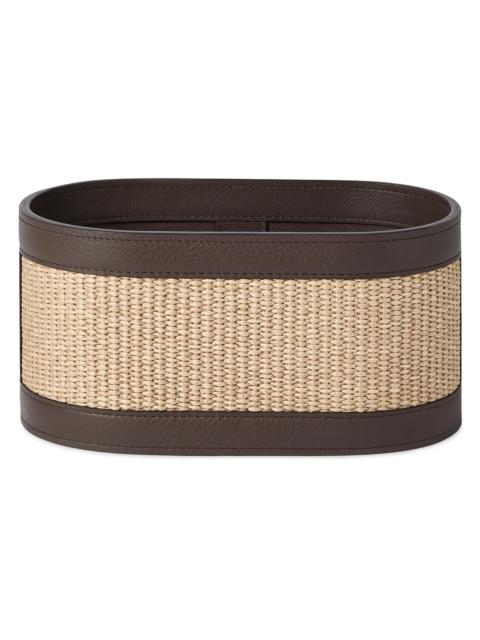Brunello Cucinelli Raffia Effect Techno Cotton and Leather Organizer Basket - Rope