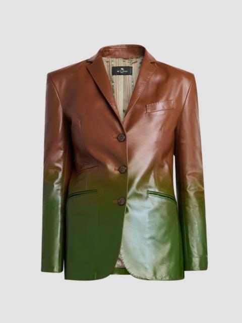 Etro Women's Gradient Leather Blazer - Multicolor Green Base