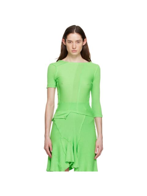 TALIA BYRE Green Asymmetric T-Shirt