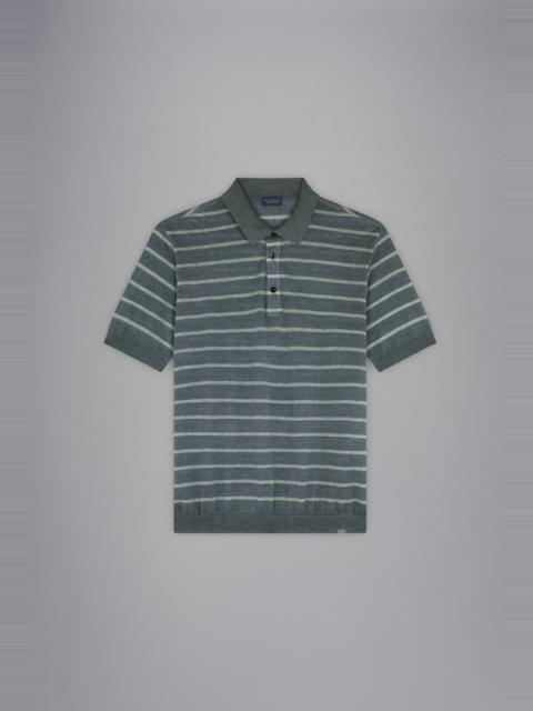 Paul & Shark FADED LINEN POLO SHIRT WITH STRIPED PATTERN