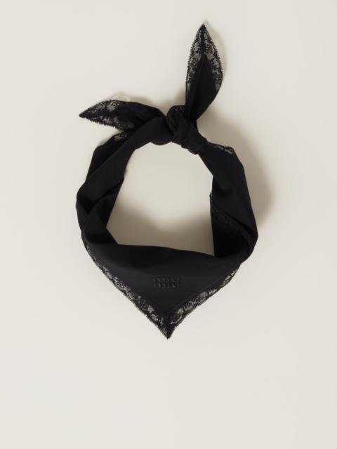 Miu Miu Poplin and lace logo scarf
