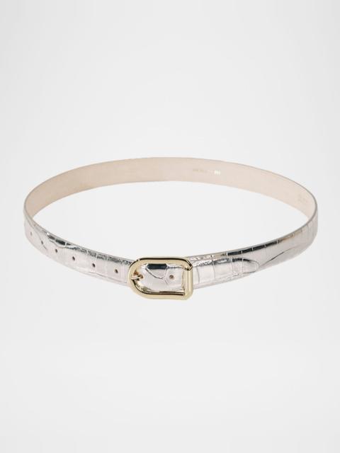 DÉHANCHE Mija Mirror Croc-Embossed Leather Belt