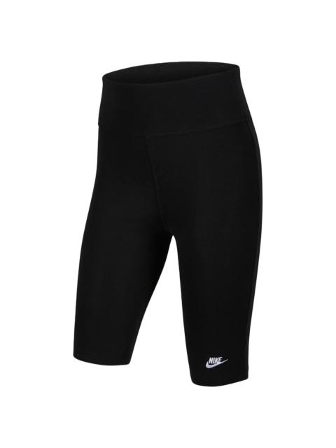Nike Girls Tight Fit High Rise Short Length Shorts "BLACK"