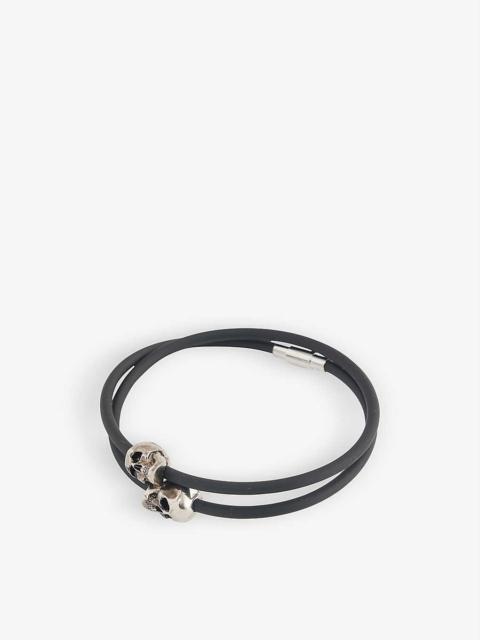 Skull-charm brass bracelet