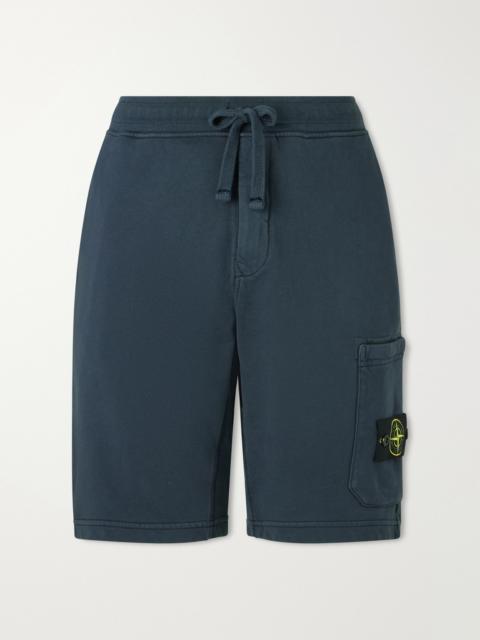 Stone Island Straight-Leg Garment-Dyed Organic Cotton-Fleece Drawstring Shorts
