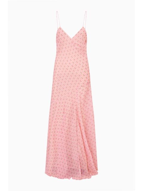 LoveShackFancy Carella Silk Floral Stripe Maxi Dress