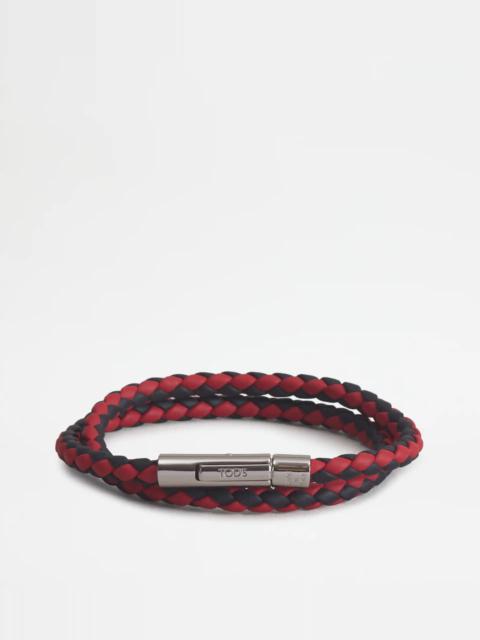 Tod's MYCOLORS BRACELET IN LEATHER - BLACK, RED