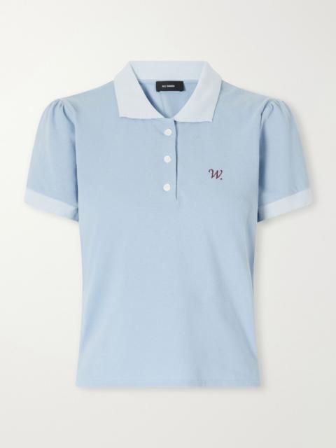 WILLY CHAVARRIA Chavela logo-embroidered cotton-piqué polo shirt Blue