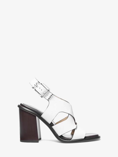 MICHAEL KORS Raven Leather Block Heel Sandal