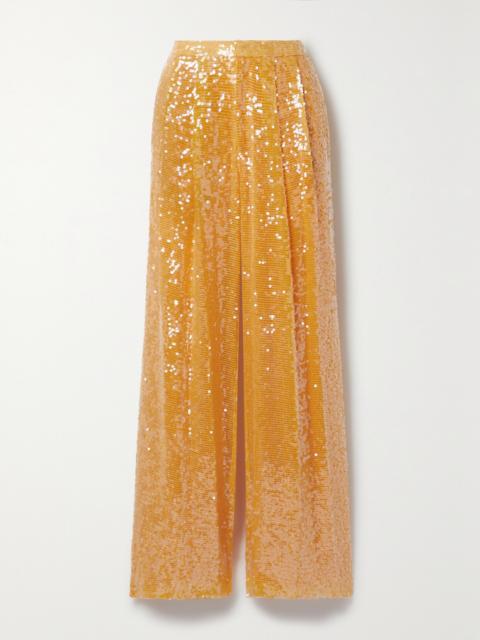 LAPOINTE Pleated Sequined Crepe Straight-leg Pants
