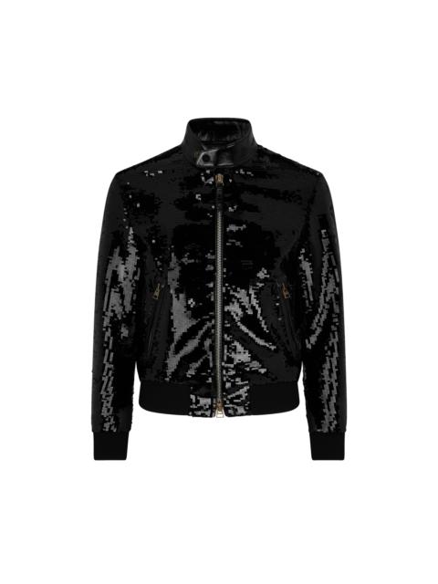 SEQUIN EMBROIDERY BIKER BLOUSON