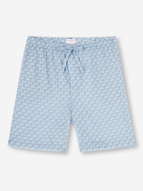 Derek Rose Men's Lounge Shorts Ledbury 72 Cotton Batiste Blue