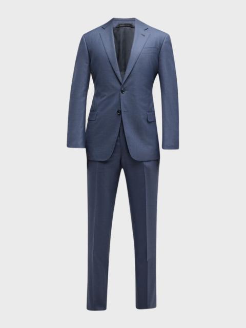 GIORGIO ARMANI Men's Textured Wool-Silk Solid Classic Fit Suit