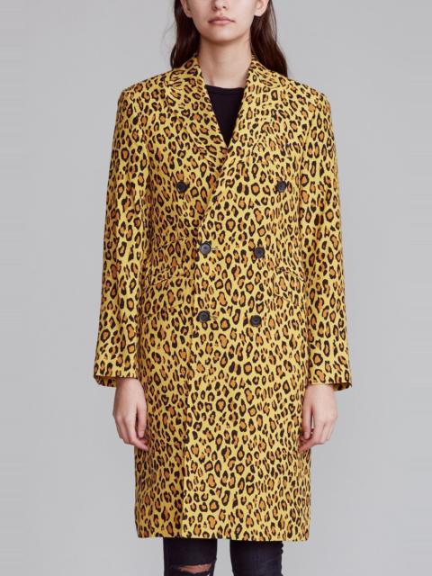 R13 Peak Lapel Double Breasted Coat - Yellow Leopard | R13