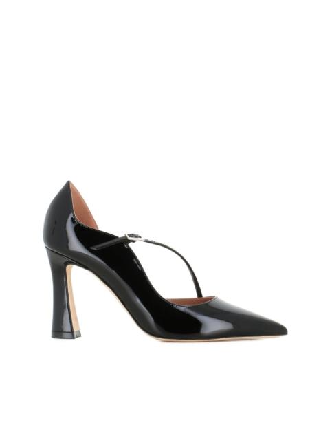 MALONE SOULIERS 90mm patent leather cross-strap pumps