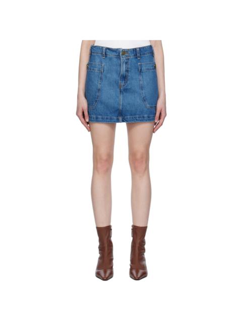 FRAME Blue Cargo Denim Miniskirt