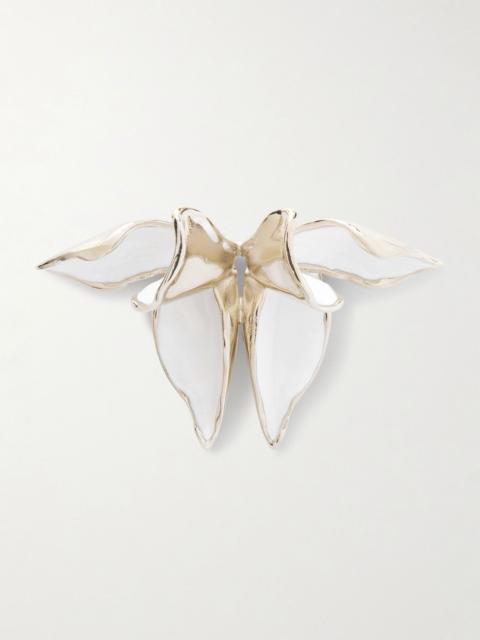 Erdem Flower gold-tone and enamel brooch White
