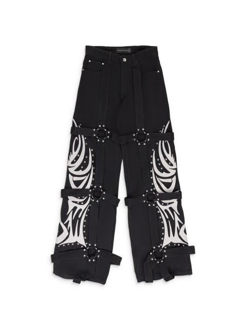 WHO DECIDES WAR Winged Logo Bondage Pants "Black" 3120320002SS24