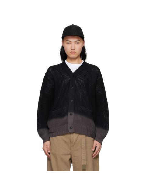 sacai Black Garment Dye Knit Cardigan
