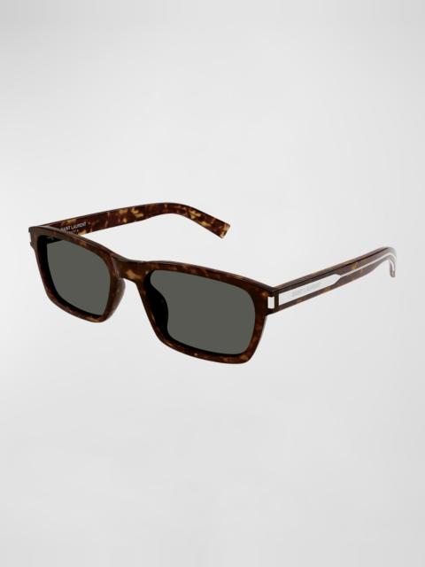 SAINT LAURENT Men's Rectangle Acetate Sunglasses with Logo Detail