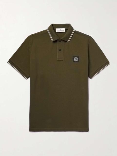 Stone Island Logo-Appliquéd Cotton-Blend Piqué Polo Shirt