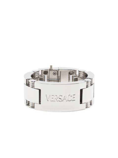 logo-engraved metal bracelet